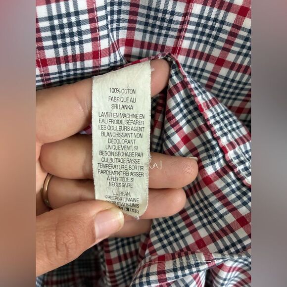 Bundle L.L. Bean Men's Gingham Short Sleeve Button Up Shirts - Blue Red White L - Picture 5 of 11